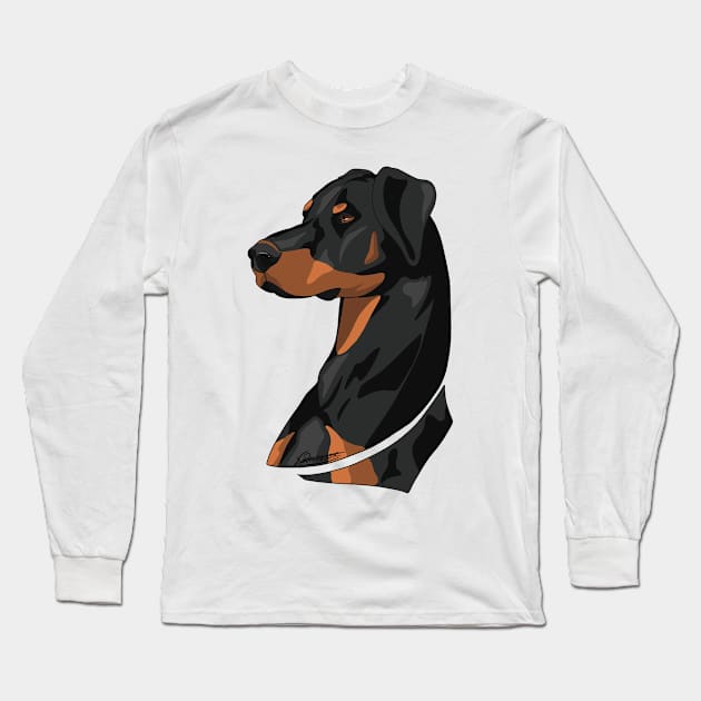 Doberman Portrait Long Sleeve T-Shirt by Orianartistic